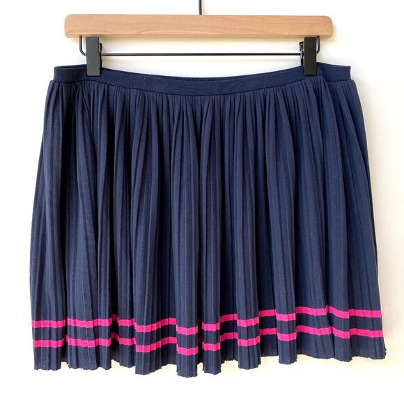Juicy Couture Womens Micro Pleated Mini Skirt Navy Pink Stripe Tennis Prep - Picture 1 of 11